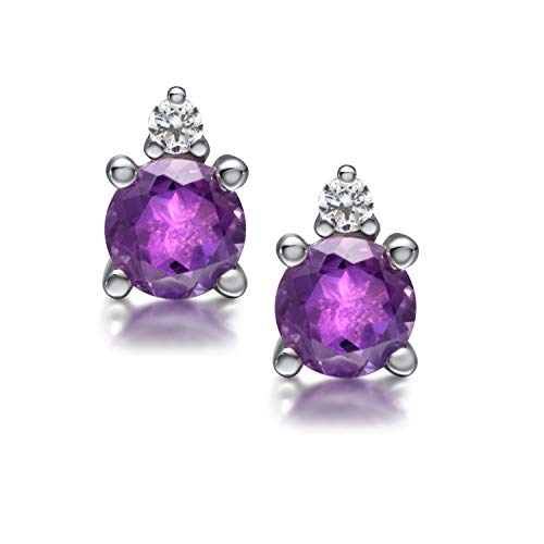 Boucles d'oreilles améthyste naturelle sterling anti-allergie
