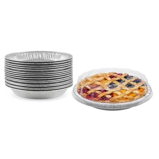 PACTOGO 9" Aluminum Foil Pie Pans 1 1/4" Extra Deep with Clear Dome Lids - Made in USA Disposable Tins (Pack of 10 Sets)