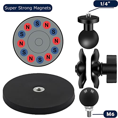 Usmallbee Magnetic Camera Mount For Gopro, Camera Mount With Ballhead Arm Tripod Compatible With Insta360 Gopro Hero 11/10/9/8/7/6/5 1Inch Balls(3.46 Inch Base) #TOP1