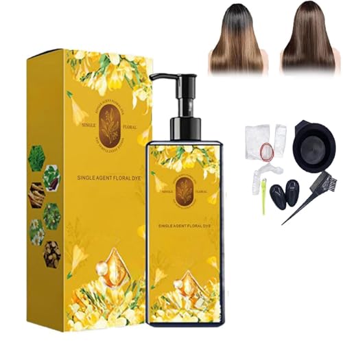Tinte capilar nutritivo a base de plantas, champú tinte natural de larga duración, suaviza y aporta brillo, champú tinte capilar a base de plantas para todo tipo de cabello (Negro castaño)