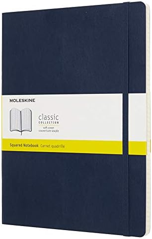 Moleskine - Classic Ruled Paper Notebook - Soft Cover and Elastic Closure Journal - Color Sapphire Blue - Size Extra Large 19 x 25 A4 - 192 Pages