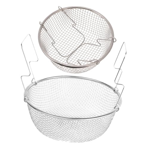 VALICLUD 2 Piezas Cestas para Freír de Acero Inoxidable con Mango Resistente Aptas para Chips Verduras y Carnes Duraderas y Fáciles de Limpiar para Cocina Doméstica