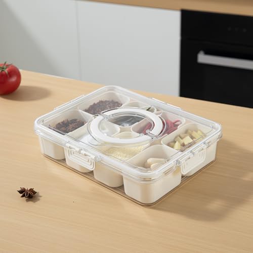 Image of HOKIPO Fridge Storage Containers with 8 Partition - BPA Free Plastic Food Storage Containers for Refrigerator & Freezer | Fresh Vegetable Crisper Box & Kitchen Storage Set (AR-6105)