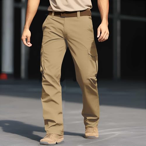 Work Pants for Men Elastic Waist Baggy Cargo Pants Relaxed Fit Outdoor Rip Stop Tactical Travel Fishing Hiking Pants2