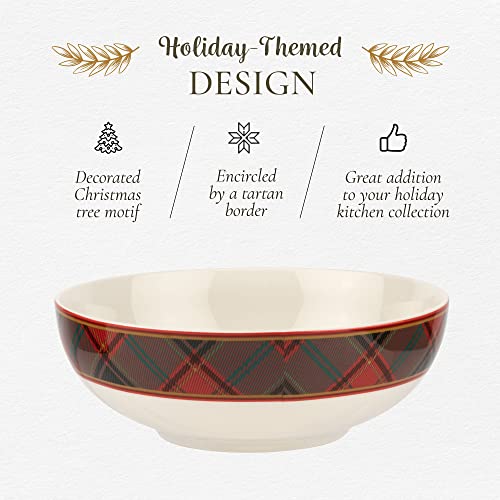 Spode - Christmas Tree Collection - Tartan 6.5 Inch Porcelain Bowl - Dishwasher, Microwave, And Freezer Safe #TOP2