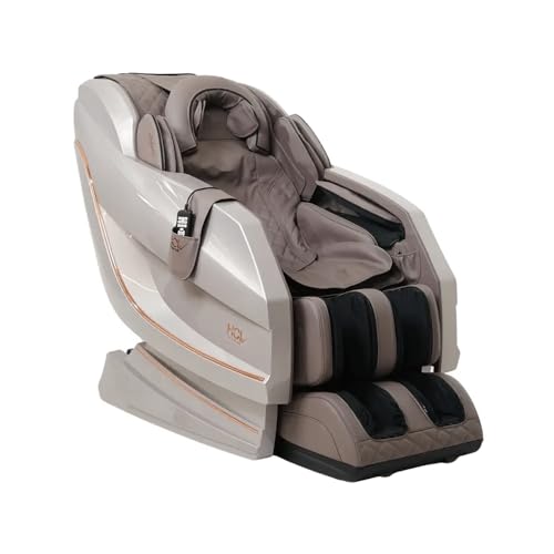 Image of HCI eRelaxic Advanced Electric Massage Chair with 114 Airbags & 185 CM S&L Track Full-Body Chair with Heat Therapy | Foot Rollers | Space-Saving Design for Home and Office Relaxation (Pink Brown)