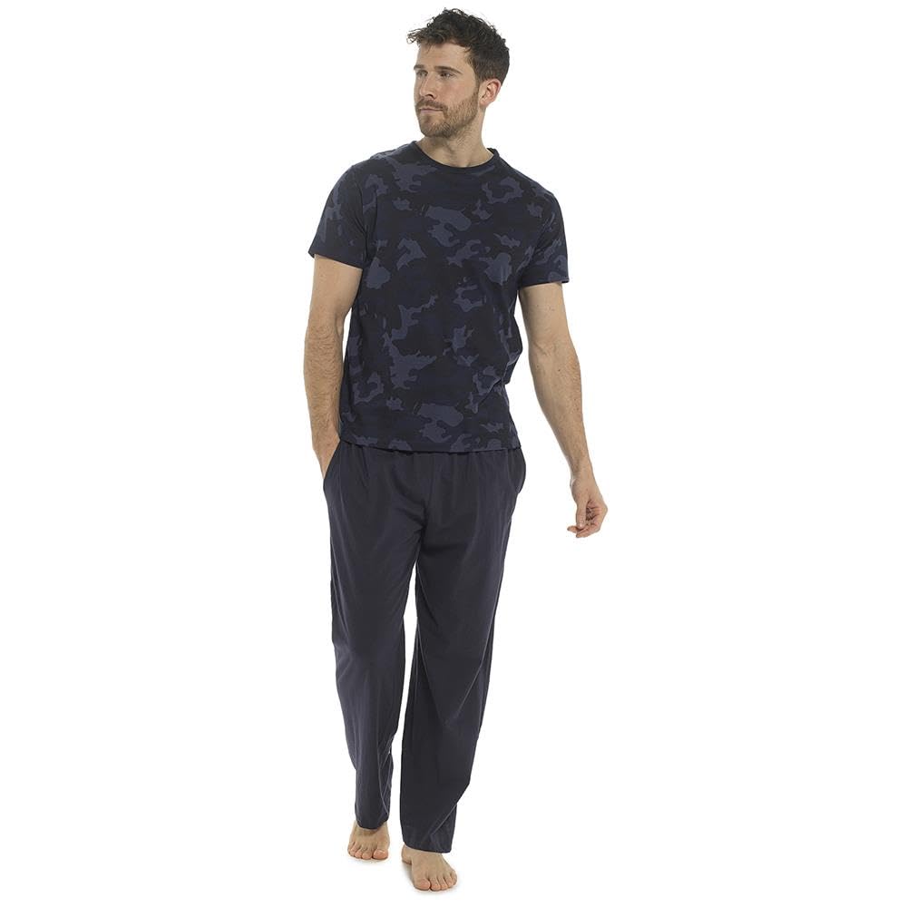 A2z Men's Camo Blue Pyjama Soft Camouflage Top Bottom Short Sleeve Pyjama Set Comfortable - Pjs Pm228 M