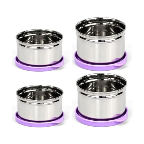 Image of Signoraware Mini Fresh Stainless Steel Container | Airtight & Leakproof | Ideal for Snacks, Kids Lunch, Kitchen Storage & Travel Use (170mlx2 + 140mlx2 | Set of 4 | Magenta)