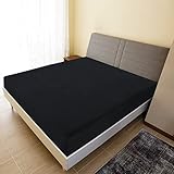 Peso: 110 g/m² Home & Garden Linens & Bedding Sábanas bajeras de jersey de 2 piezas, color negro, 160 x 200 cm, algodón