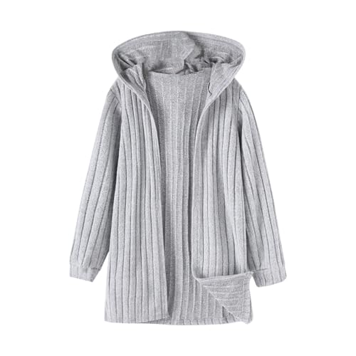 Oversized Blanket Cardigans for Girls Preppy Ribbed Hooded Long Jacket Fall Winter Plain Long Sleeve Cotton Coat