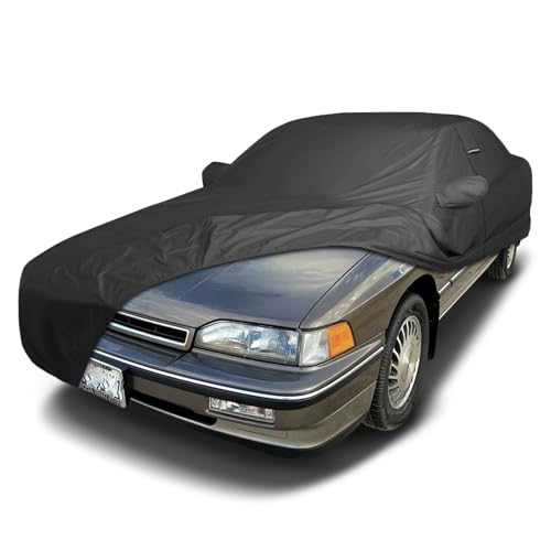 Image of iCarCover Car Cover Waterproof All Weather for 1986-1990 Acura Legend | Premium Custom Fit Padded Hail Sun Rain Snow Dust Protection Covers for Automobiles Outdoor Full Exterior (Black)