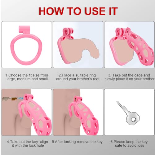 Image of BDSM Male Chastity Cage with Elastic Belt Invisible Lock 4 Size Ball Rings