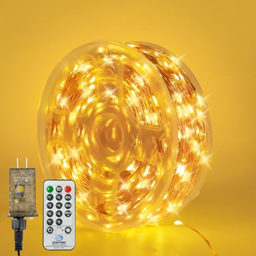 SenLuKit Copper Wire Fairy Lights Waterproof Plug in Christmas String Lights with Remote for Living...