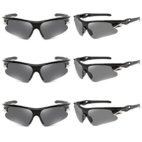 Sports Sun Glasses,Polycarbonate Impact Scratch Resistant, Wrap-Around Uv Protective Eyewear Men Women Cycling(pack of 6)