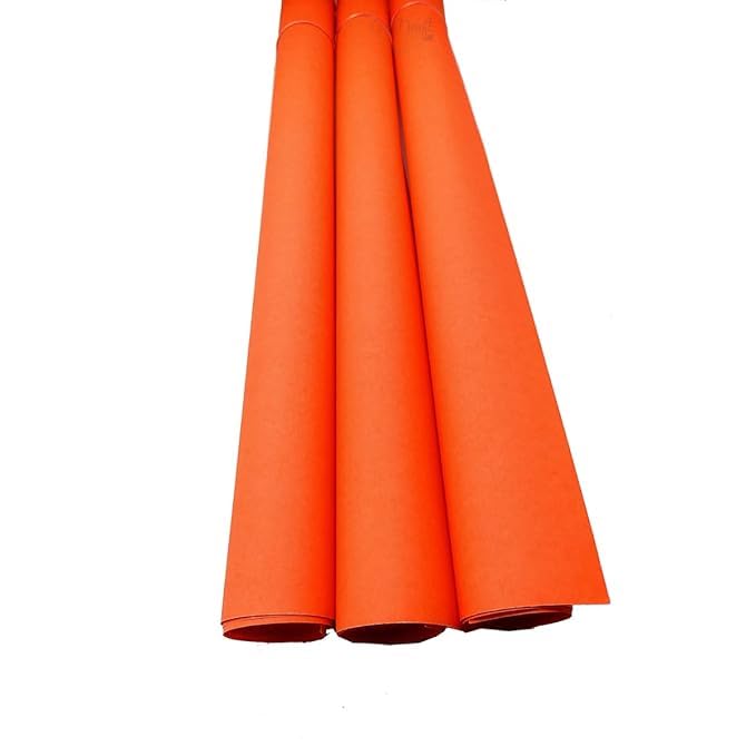 SEJASCOLLECTIONS | Pack of 10 | Orange, Bright, A1, BIG / FULL Size, Pastel Sheets/ Chart Paper, Used in art and craft, collage, projects, posters etc. Plain / Unrulled, Size: 70x56 centimeters, 200 GSM thickness.