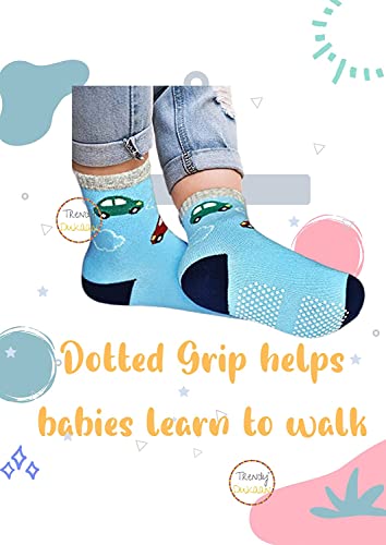 Image of Baby Socks with Grips Infants Toddler Kids Boys Girls Non Slip /Anti Skid Cotton Crew Socks