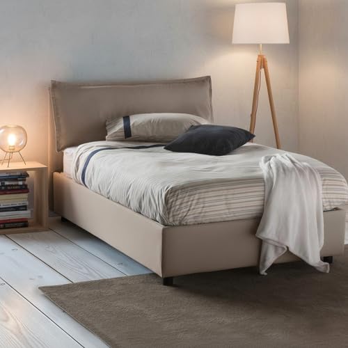 Talamo Italia - Lit double Gloria, lit coffre avec revêtement en tissu, 100% Made in Italy, ouverture frontale, adapté pour matelas 120x190 cm, gris...
