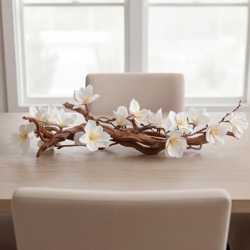 Modern Farmhouse Dining Table Centerpiece, Magnolia Driftwood
