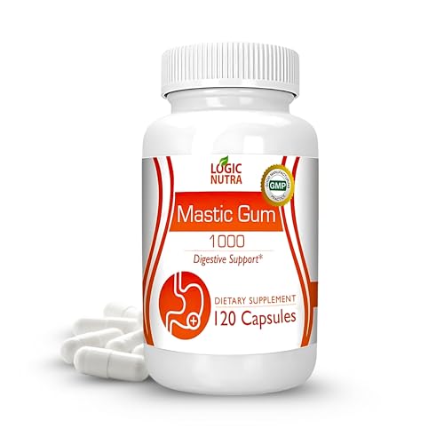 Logic Nutra Premium Mastic Gum Capsules - Natural Gastrointestinal Support Supplement 1000mg Per Serving - 120 Capsules (1 Bottle)