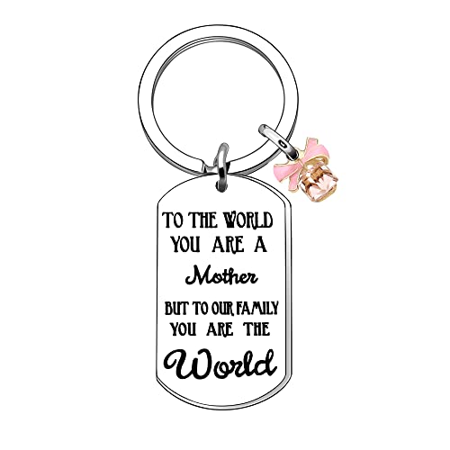 Porte-clés pour fête des mères, cadeau d'anniversaire - To the World You Are A Mother But To Our Family You Are the World Cover