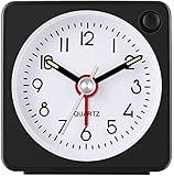 Despertador analógico, clásico Despertador analógico de Viaje con función de repetición y luz, Mini Despertador, tamaño Compacto, Despertador sin tictac, Movimiento de Cuarzo silencioso