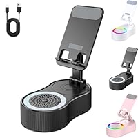 Sonicdrop Dock – No-Pair Magic Speaker & Charging Stand, 2024 Upgraded Cell Phone Stand with Induction Speaker/Power Bank/Atmosphere Light, 360 Rotation Bluetooth Phone Speaker Stand (Black)