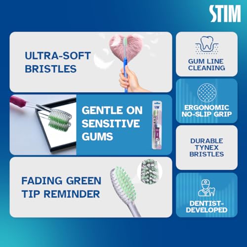Image of STIM Silky | Ultra soft toothbrush | Extra gentle bristles | Cleans along the gum line | Cleans till 3rd Molar - Pack of 1