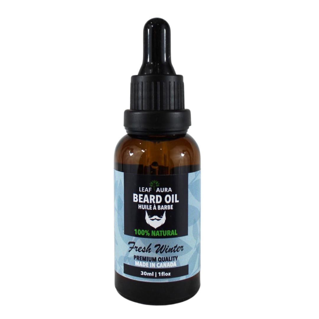 Leaf Aura Beard Oil (Fresh Winter) - Premium Quality, 100% Natural & Made In Canada,30ml