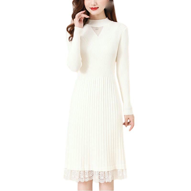 Robe pull laine tricotée dentelle pour vos sorties d'automne