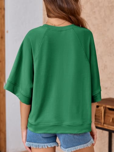 Image of Tankaneo Womens Oversized Half Sleeve T-Shirts Crew Neck Boxy Basic Tees Tops Summer Casual Loose Fit Tunic Shirts
