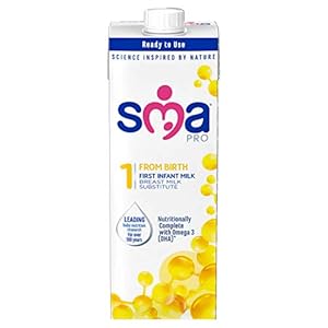SMA PRO First Infant Baby Milk, From Birth, Ready to Drink, 1 Litre (Pack of 6)