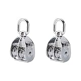 Erfo 2 Pack Double Pulley Block,Hanging Wire Pulley Roller 304 Stainless Steel Heavy Duty Double...