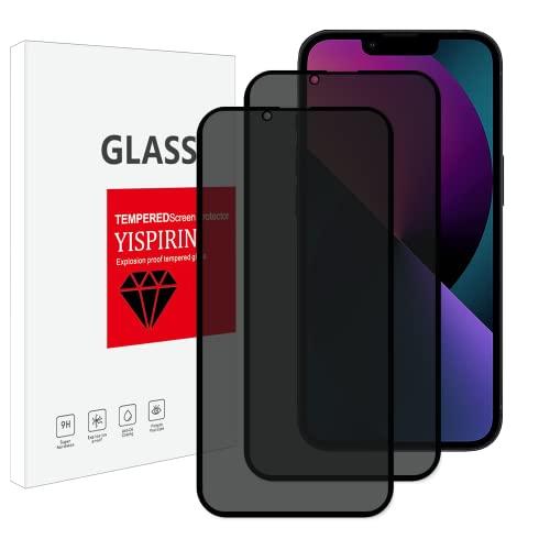 YISPIRIN Blickschutzfolie für iPhone 13 Pro Max/iPhone 14 Plus (2 Stück) Sichtschutz Sichtschutzfolie, 9H Härte Ganzer Bildschirm Anti Spion Panzerglas für iPhone 14 Plus Cover