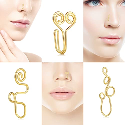 9 12 Pcs African Nose Cuff Jewelry Non Piercing Fake Nose Ring Clip on Surgical Steel Faux Nose Piercing for Women3