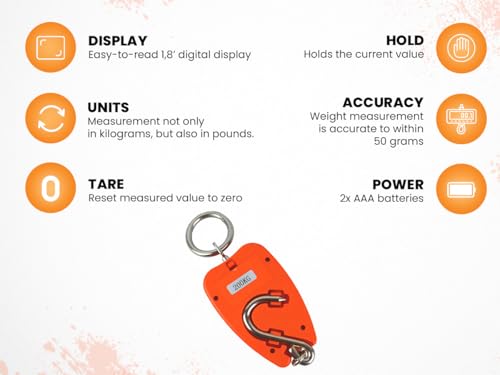 Kleinwaage, Digitale Hängewaage 440 lb, 200 kg Haken, Elektronisch, Hakenwaage, Messgenauigkeit: +/- 50 g, HDWR wagPRO-H200