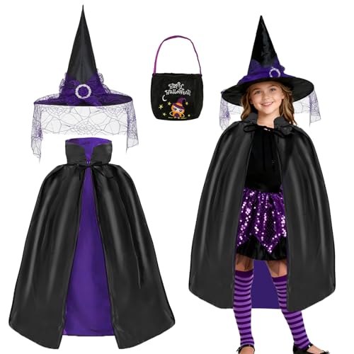 Dazzroi Halloween Witch Costume for Children, Wizard Set with...