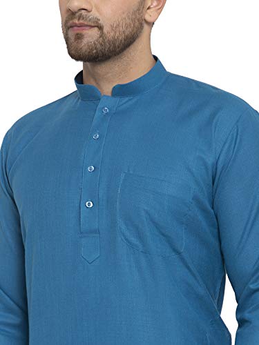 Image of KRAFT INDIA Men's Cotton Solid Kurta With Drawstring Pyjama Set