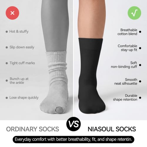 NIASOUL 6 Pack Mens Cotton Dress Socks,Lightweight Mini Crew Socks - image 5