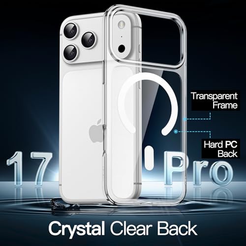 Image of JETech Magnetic Case for iPhone 17 Pro 6.3-Inch Compatible with MagSafe, Shockproof Phone Bumper Cover, Anti-Scratch Clear Back (Clear)