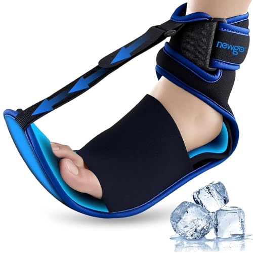 NEWGO Ankle Ice Pack Wrap Reusable Plantar Fasciitis Night Splint for Heel Hot Cold Compression Therapy Foot Ice Pack for Sports Injuries Achilles Tendonitis Foot Rehabilitation