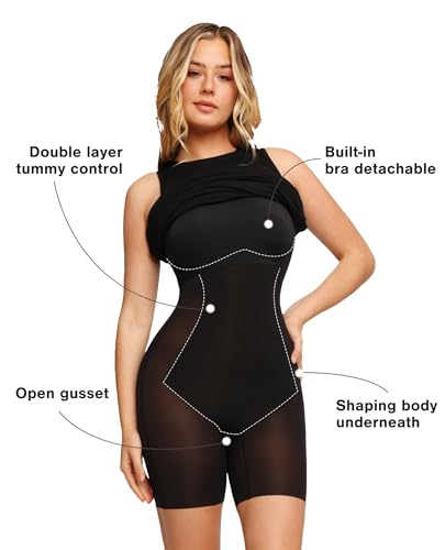 Popilush Midi Dresses for Women - Bodycon Shapewear Sleeveless Crew Neck Dress Summer Party Causal Club Outfits2