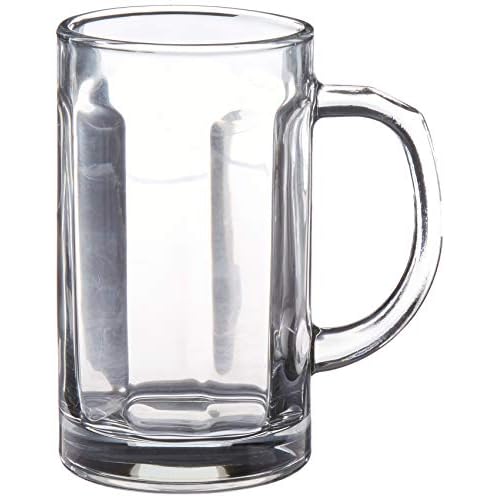 Circleware Downtown Pub Glass Beer Mugs with Handle, Set of 2 Heavy Base Fun Entertainment Glassware Beverage Drinking Cups for Water, Wine, Juice and Bar Dining Decor Novelty, 16.4 oz, Clear