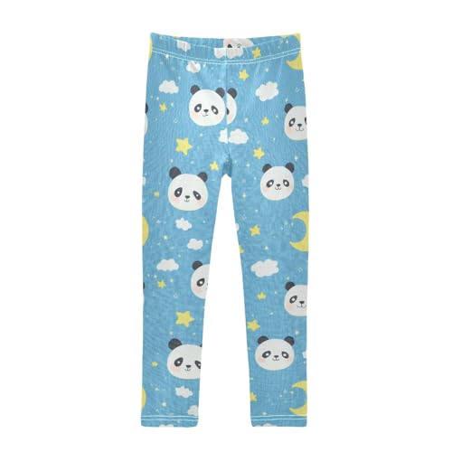 Wusikd Pandas Faces Clouds Girls' Leggings Toddler Doodles Moon Stars Kids Yoga Pants Dance Active Tights 4T
