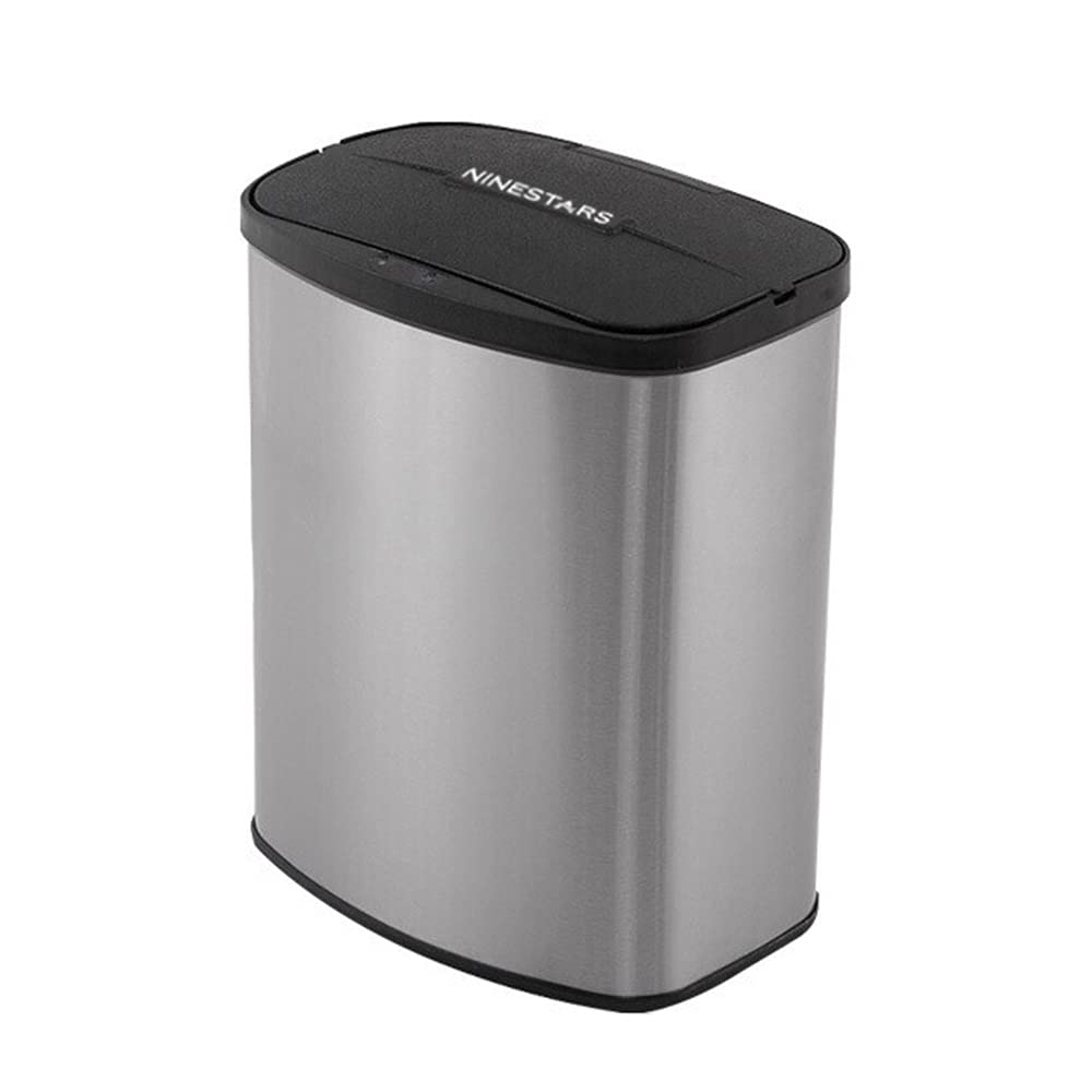 Smart Sensor Trash Can, Household Stainless Steel 8L Capacity Waterproof Design with Cover Automatic Opening/closing Lid Mute Opening and Closing Sanitary Bucket