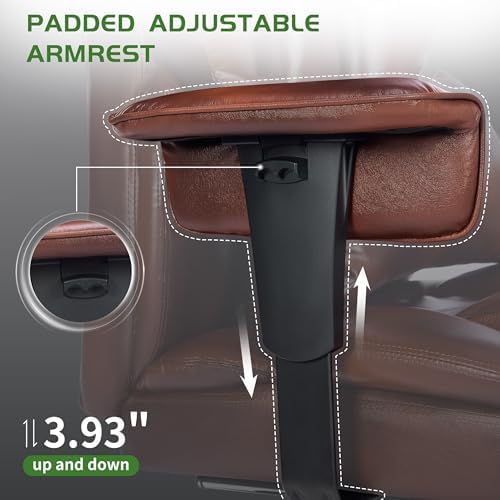 Big and Tall Office Chair with Footrest 650LBS,Large Heavy Duty Executive Office Chair-Wide Seat,Ergonomic High Back Computer Chairs for Heavy People,Adjustable Lumbar Support,Dual Rubber Wheels,Brown - Thumbnail 4