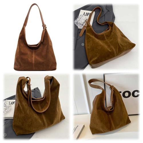 Women's Suede Hobo Bag - Slouchy Tote with Magnetic Closure, Retro Large Capacity Handbag for Work & Travel2