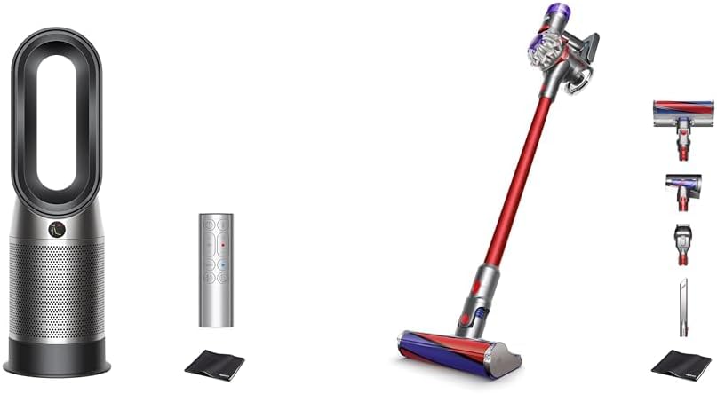 Dyson Purifier Hot + Cool Gen1 Air Purifier Fan Heater Circulator HP10 BN AM Black/Nickel + Cordless Vacuum Cleaner Dyson V8 Origin Stick Handy Cleaner Cyclone SV25 RD2 AM