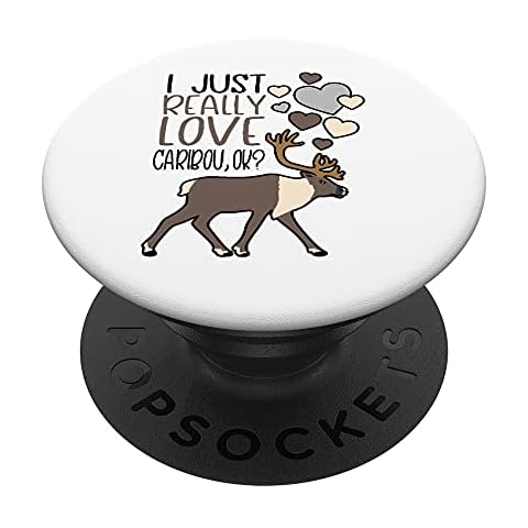 I Just Really Love Caribou With Hearts PopSockets Swappable PopGrip Cover