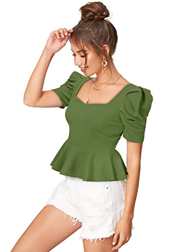 Image of ILLI LONDON Women's Puff Sleeve Peplum TOP