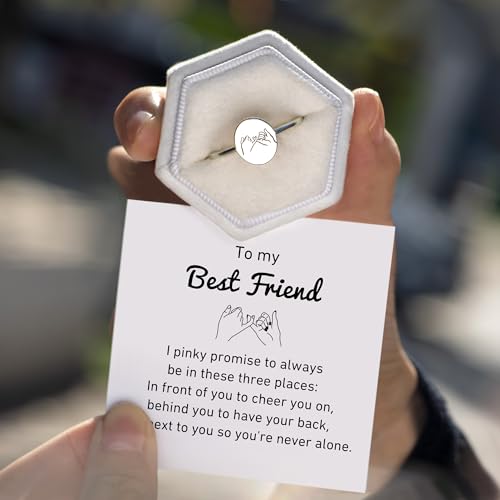 STORYJEWELLERY Pinky Promise Ring for Best Friends, Friendship Rings, 925 Sterling Silver Pinky Promise Ring for Friends, Gifts for Best Friend Women, Best Friend Birthday Gifts for Women4